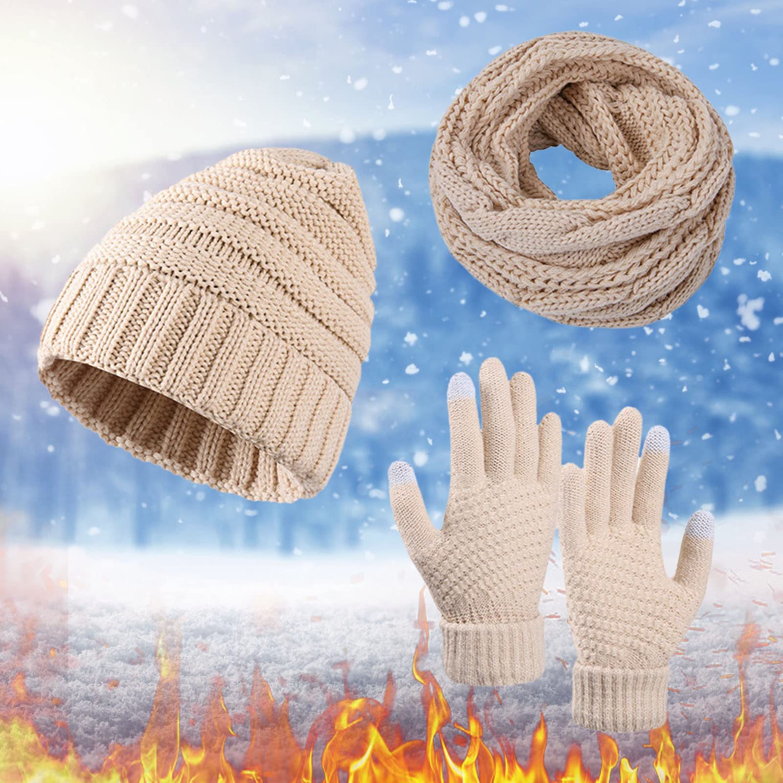 MüTze Schal Handschuhe Set Damen