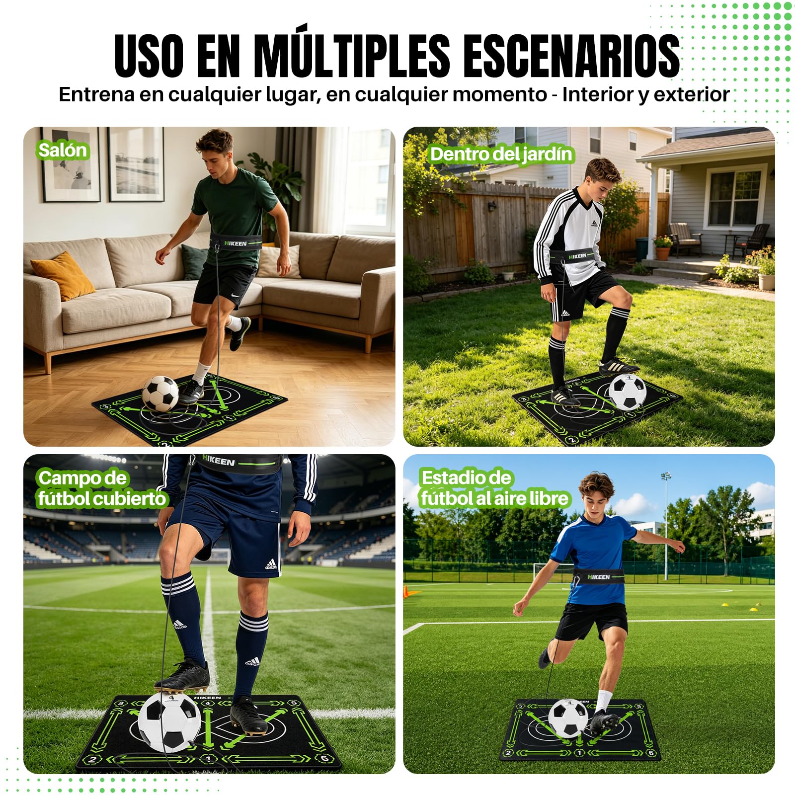 Hikeen Cinturón Entrenamiento Fútbol Ajustable (Incluye Balón): Kit Entrenamiento Futbol con Pelota con Cuerda para Entrenamiento Futbol, Accesorios Futbol para Juegos de Futbol