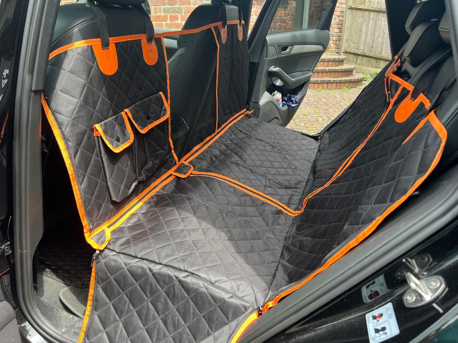 4-in-1 Coprisedile per auto per cani impermeabile sedile posteriore per auto con finestra di visualizzazione in rete lembi laterali per seggiolino auto per animali domestici, amaca per cani