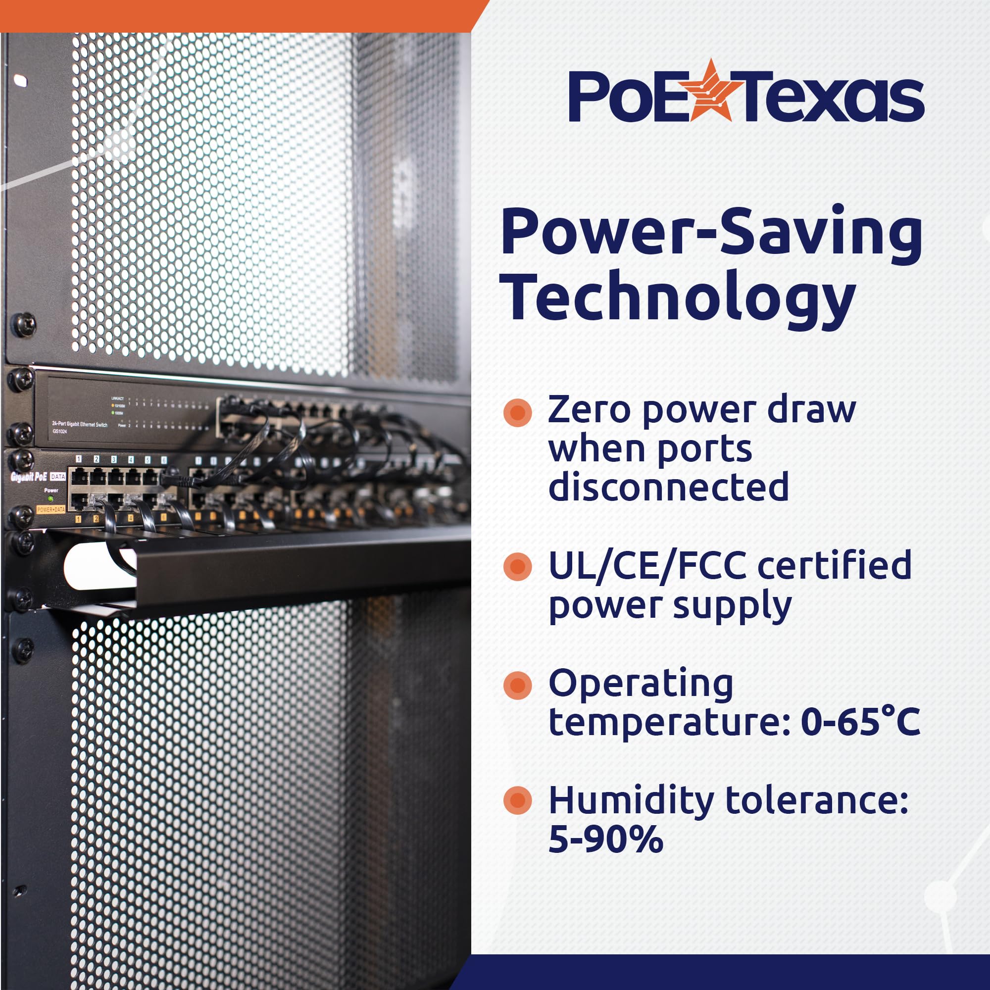 PoE Texas GPOE-12AB-48v60w | Injecteur Gigabit passif 12 ports d'alimentation par Ethernet PoE avec 48 V 60 W pour appareils 802.3af