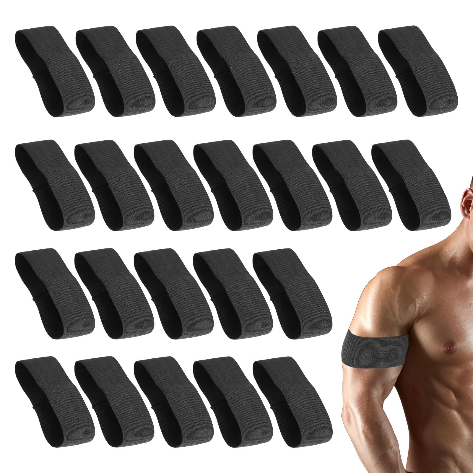Watlikeup 24 Pack Black Armbands Mourning,Elastic Black Arm Bands for Football,Black Mourning Armbands Formal,Armbands Mourning,Loop Closure Sports Exercise Armbands for Football,Cycling