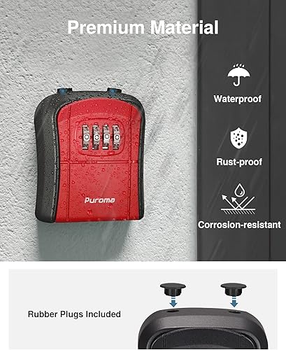 Miniatura 71 de Puroma Caja de cerradura de llave, caja de seguridad portátil de combinación para montar en la pared, caja de almacenamiento de llaves para llaves