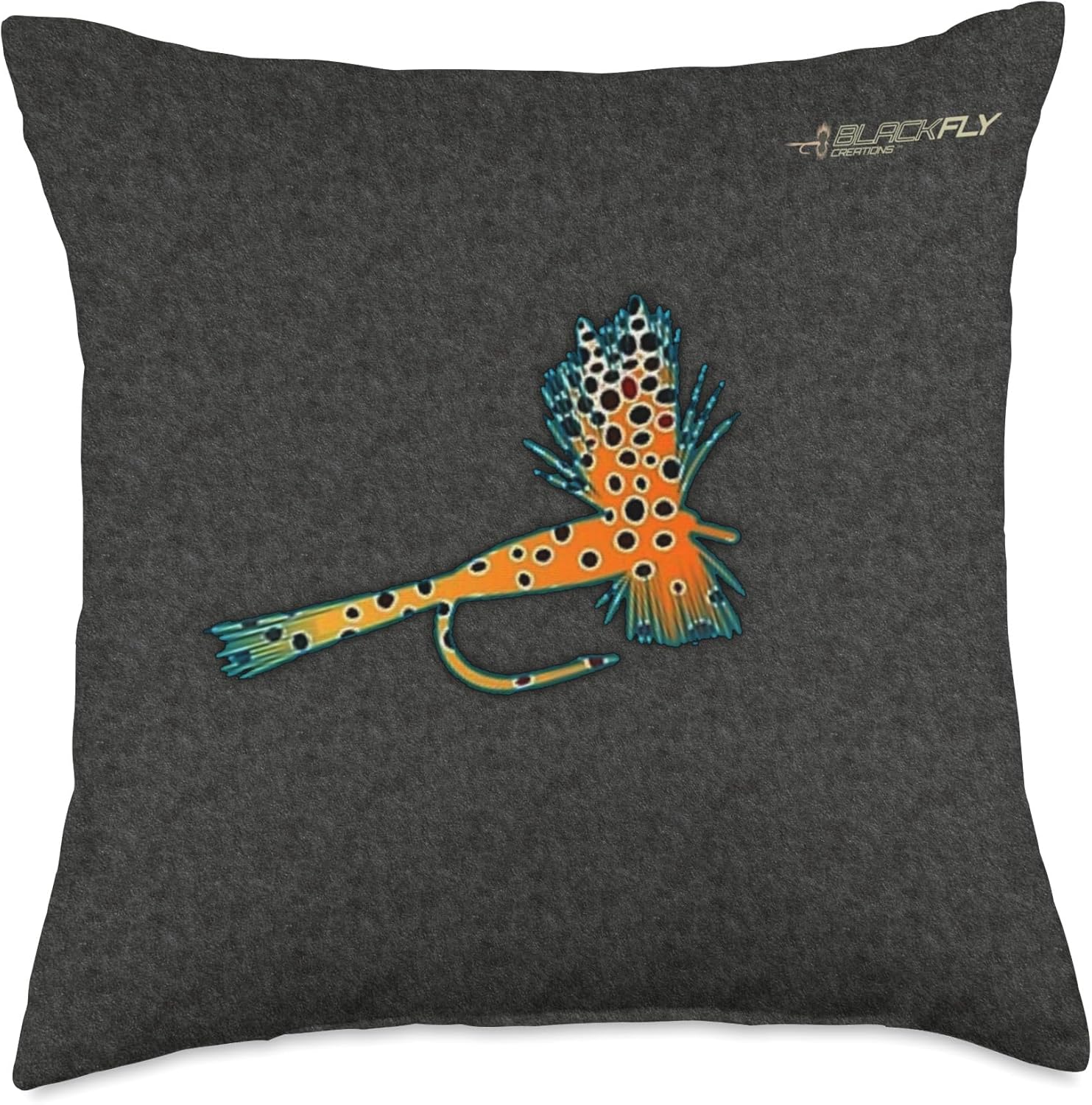 Fly Fishing Pillows Home Rv Decor Trout Caddis Black Fly Throw Pillow