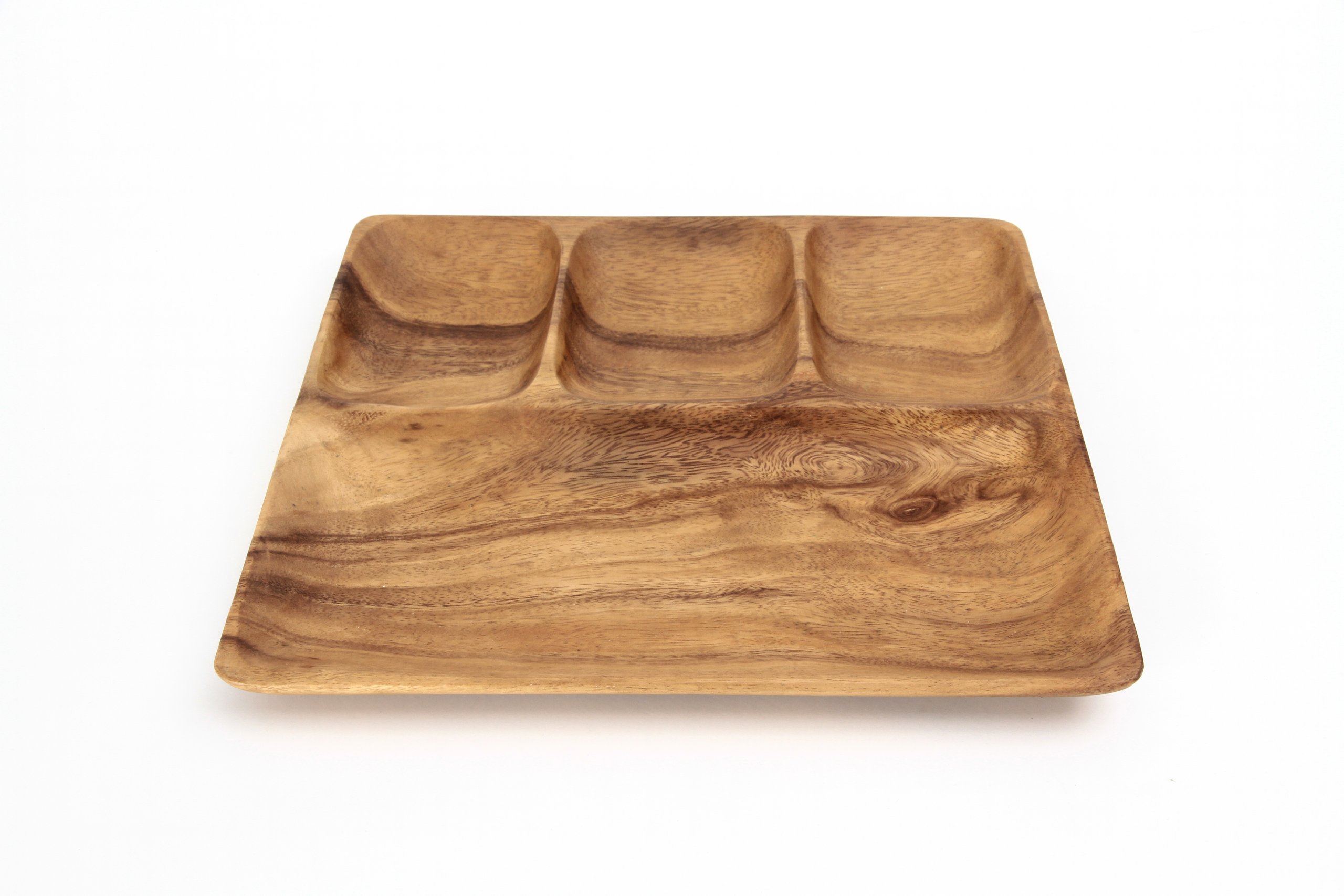 Fujiboeki 30151 Lunch Plate, Width 9.8 inches (25 cm), Brown, Acacia, Natural Wood, Break-Resistant, Lightweight, Wooden Tableware