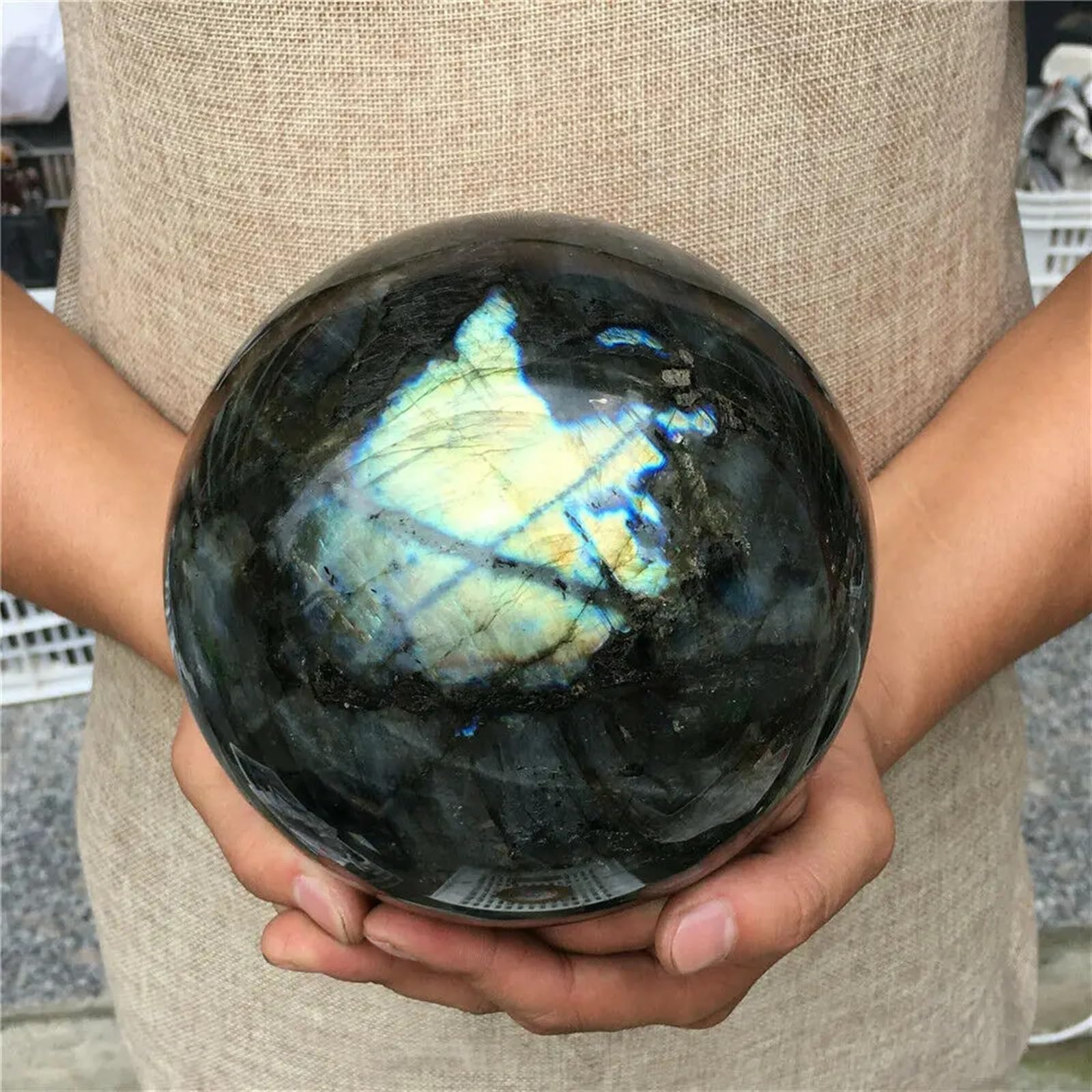 Labradorite Sphere Rock Quartz Crystal Ball Ornaments (Size : 400-500g) Gemstone Stone