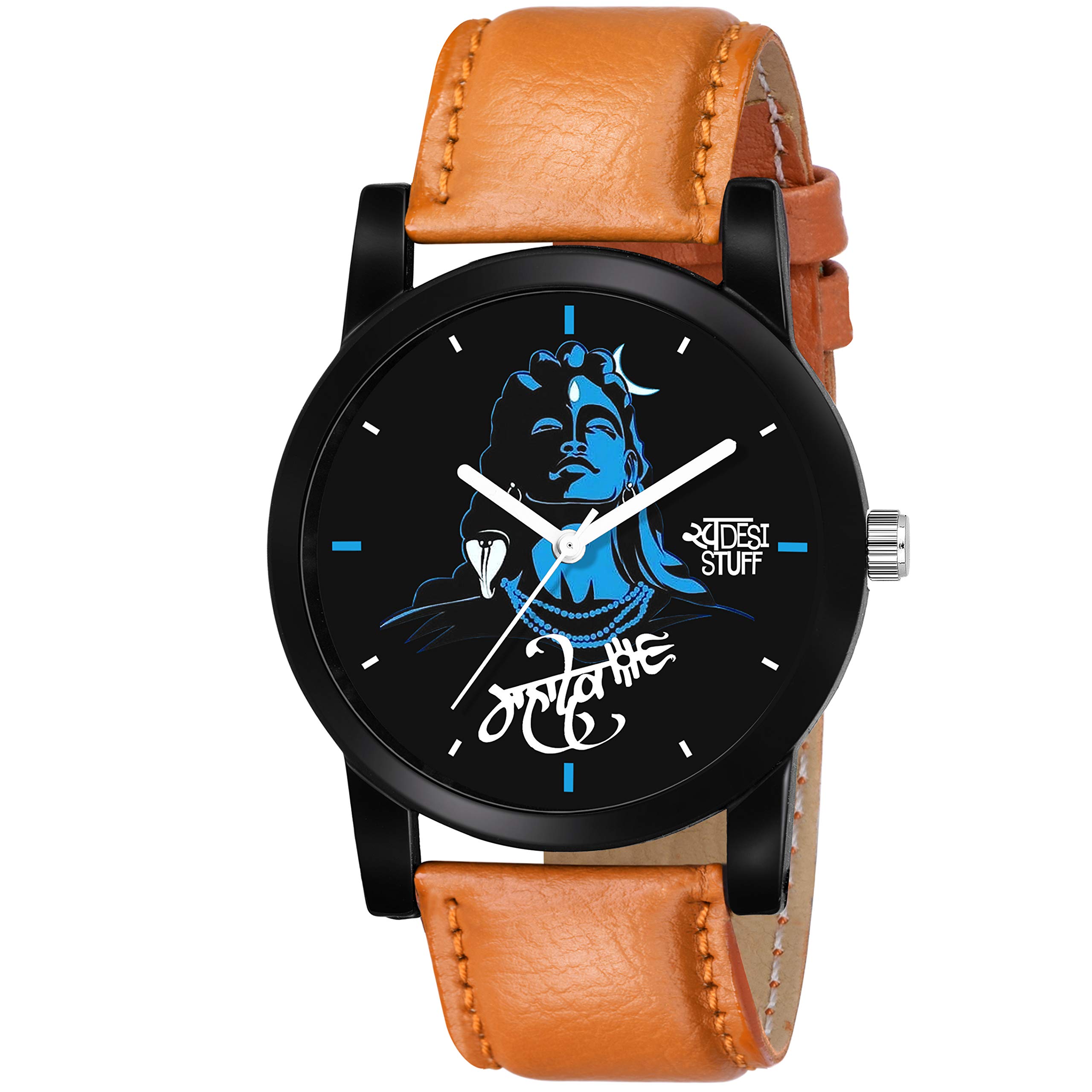 Analogue Men's Watch (Black Dial Brown Colored Strap)