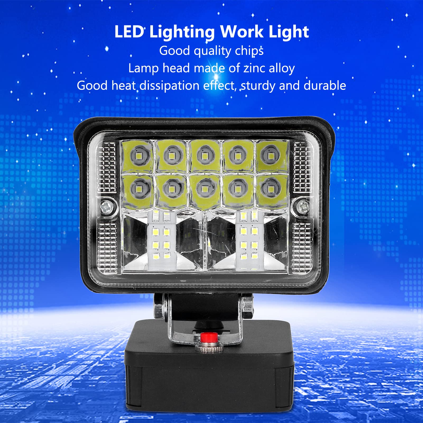 Qinlorgo Eclairage Lampe de travail, lampe de poche + lampe LED avec pile au lithium longue durée Lampe frontale en alliage de zinc pour usage extérieur