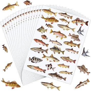 Geyee 20 Sheets Realistic Fish Stickers, 520 Pcs Fishing Decals, Realistic