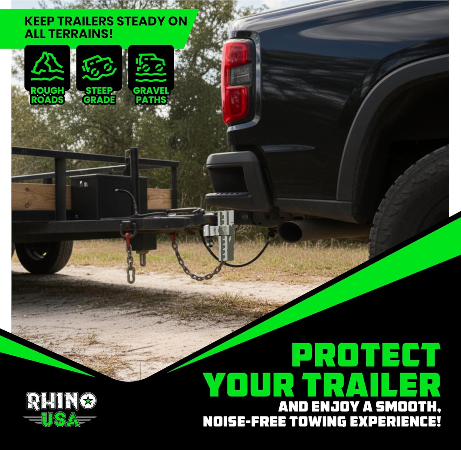 Rhino USA Adjustable Trailer Hitch (2.5-Inch Receiver) - Heavy Duty Aluminum Tow Hitches with 8-Inch Drop/Rise for Truck (18,500 LBS GTW) - Weatherproof Double Anti-Theft Locking Hitch Pins (Silver)