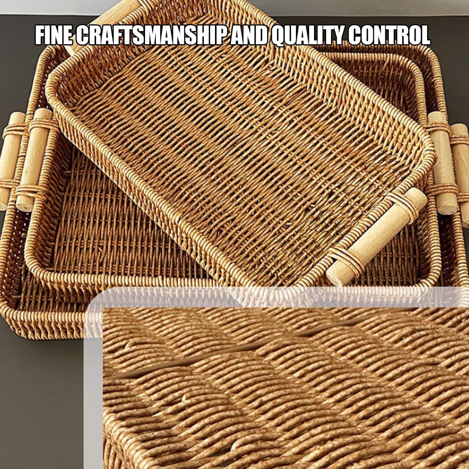 Cesta de fibra natural hecha a mano, bandeja tejida para mesa de comedor, servicio de desayuno y decoración del hogar, diseño rústico ecológico perfecto para regalos