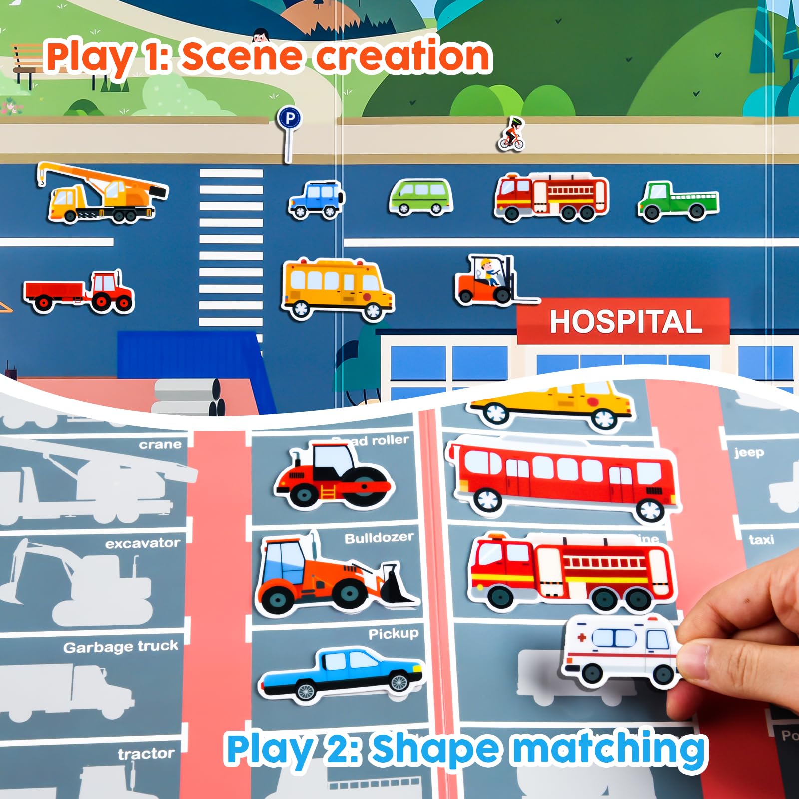 Libro Adesivi 3D Riutilizzabili Per Bambini - Giochi Educativi Con Veicoli E Scene - Foto 8