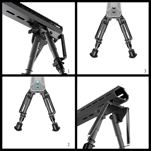 Miniatura 4 de Bípode de 6-9 pulgadas con adaptador para riel Picatinny y M-Rail Bipod