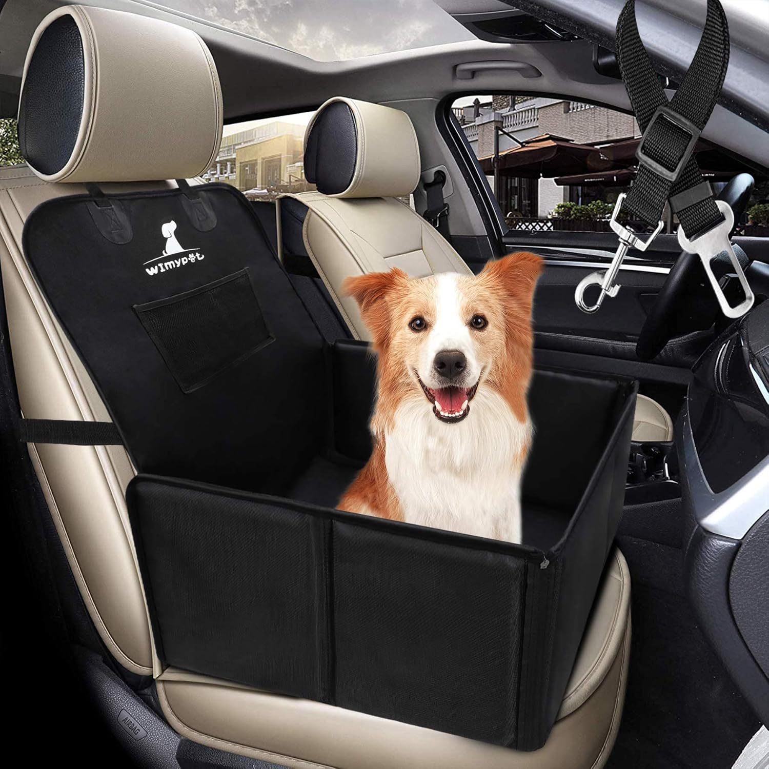 Wimypet Dog Car Seat with Seat Belt, Foldable Booster Seat Cover