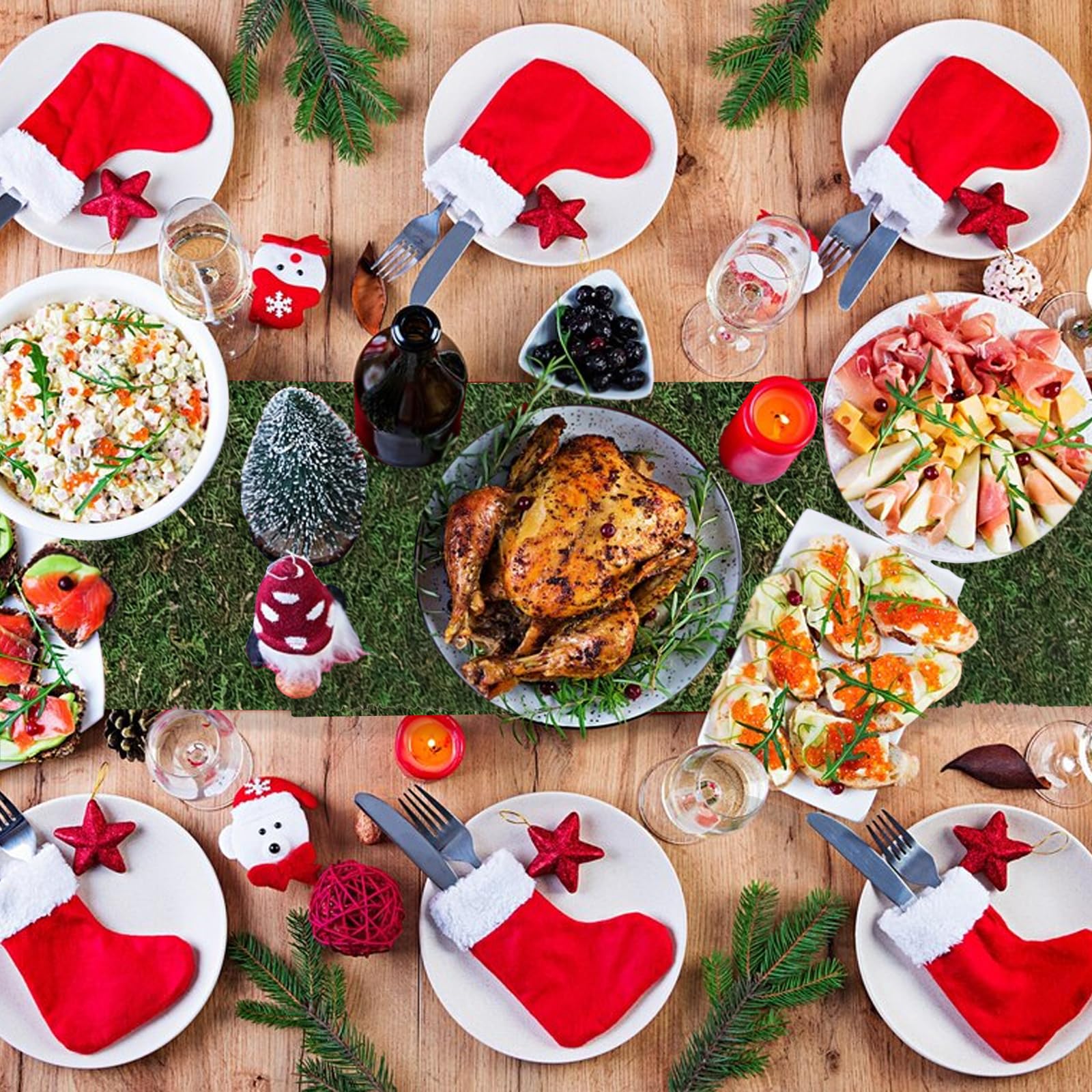 70Cm X 300Cm Chemin De Table En Mousseline - Vert Foncé Pour Mariage Décoration De Table