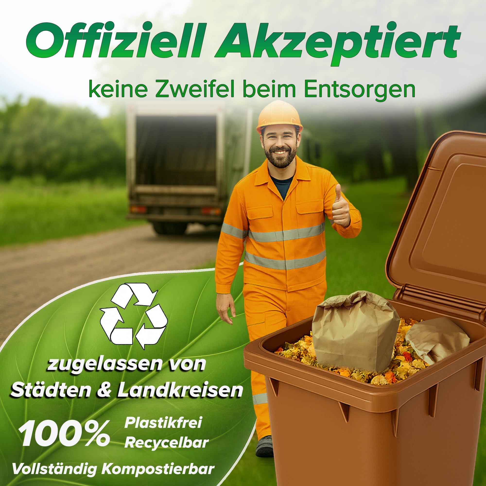 Biomüllbeutel 10L I 50Stk Bio Müllbeutel plastikfrei I Biomüllbeutel Papier nass & reißfest I Papiertüten für Biomüll I Biomülltüten Papier