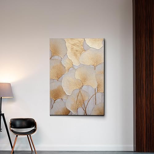 Miniatura 3 de Original Ginkgo biloba Print On Canvas, Modern Textured Gold Wall Art, Abstract Gold Leaves Print, Living room Wall Decor, Canvas Prints, Wall
