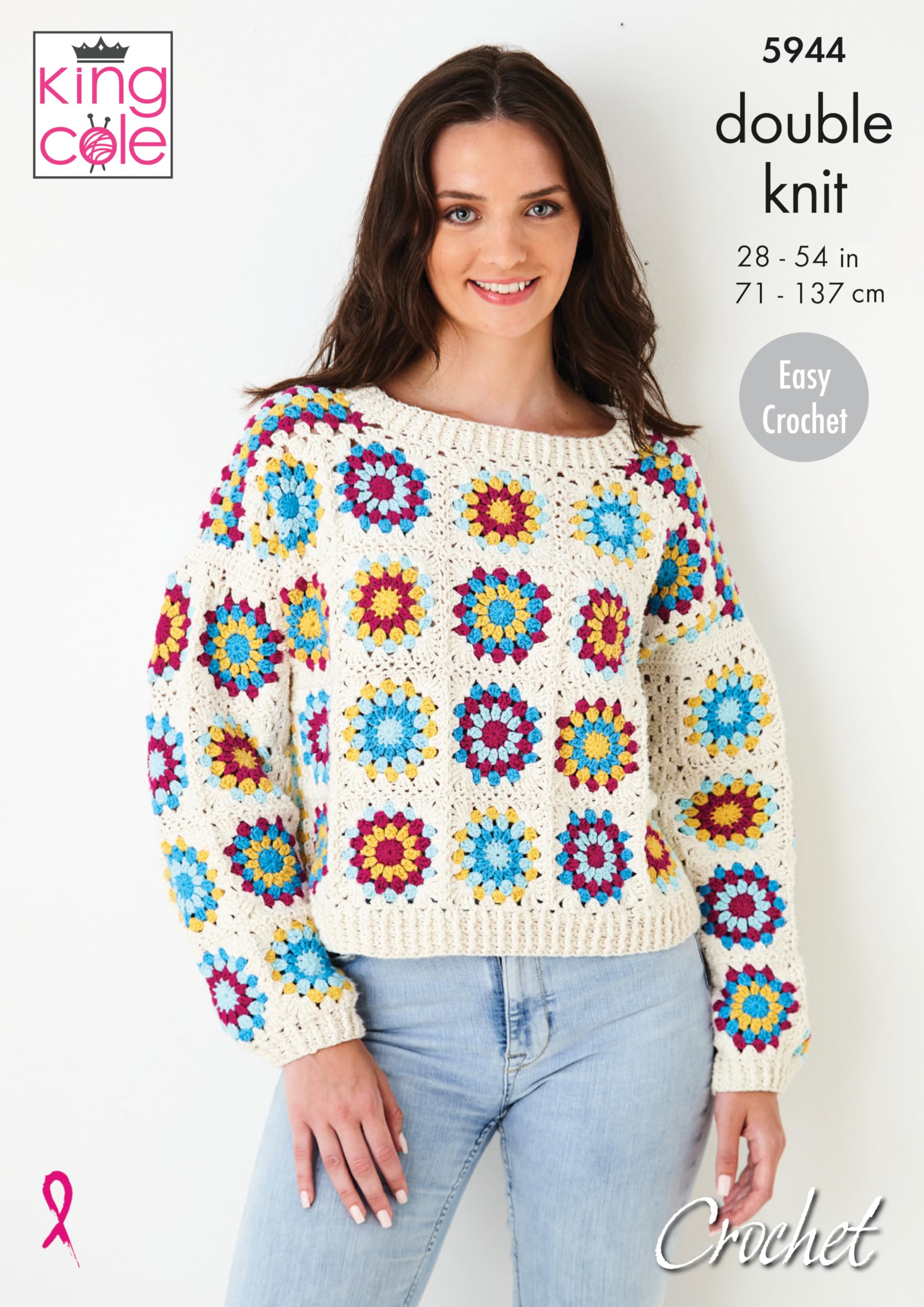 King Cole Ladies Double Knit Crochet Pattern Easy Jumper Capped Sleeve Top 5944