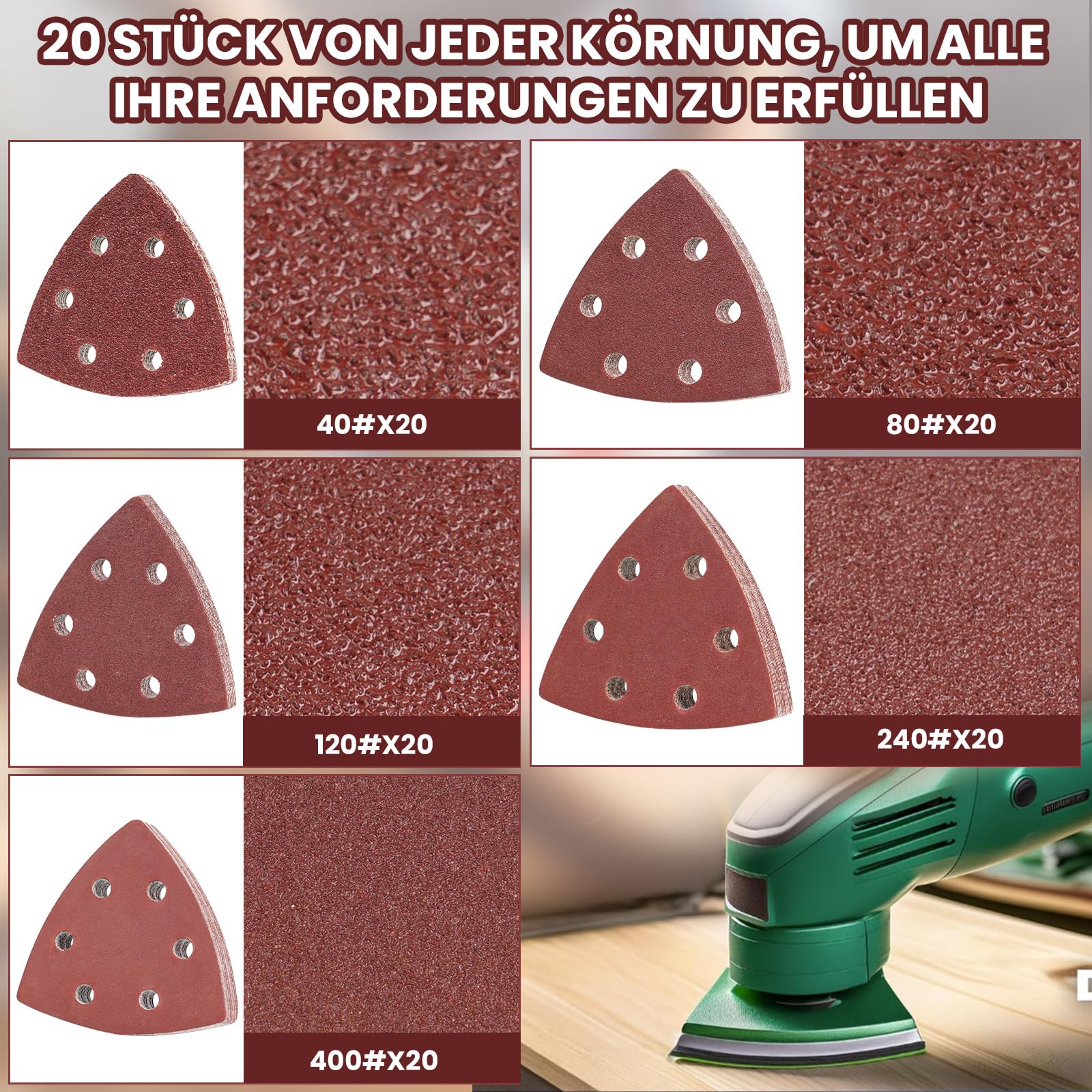 Dreieck-Schleifpapier-Set 82-teilig – Multifunkti Produktbild-Vorschau 2