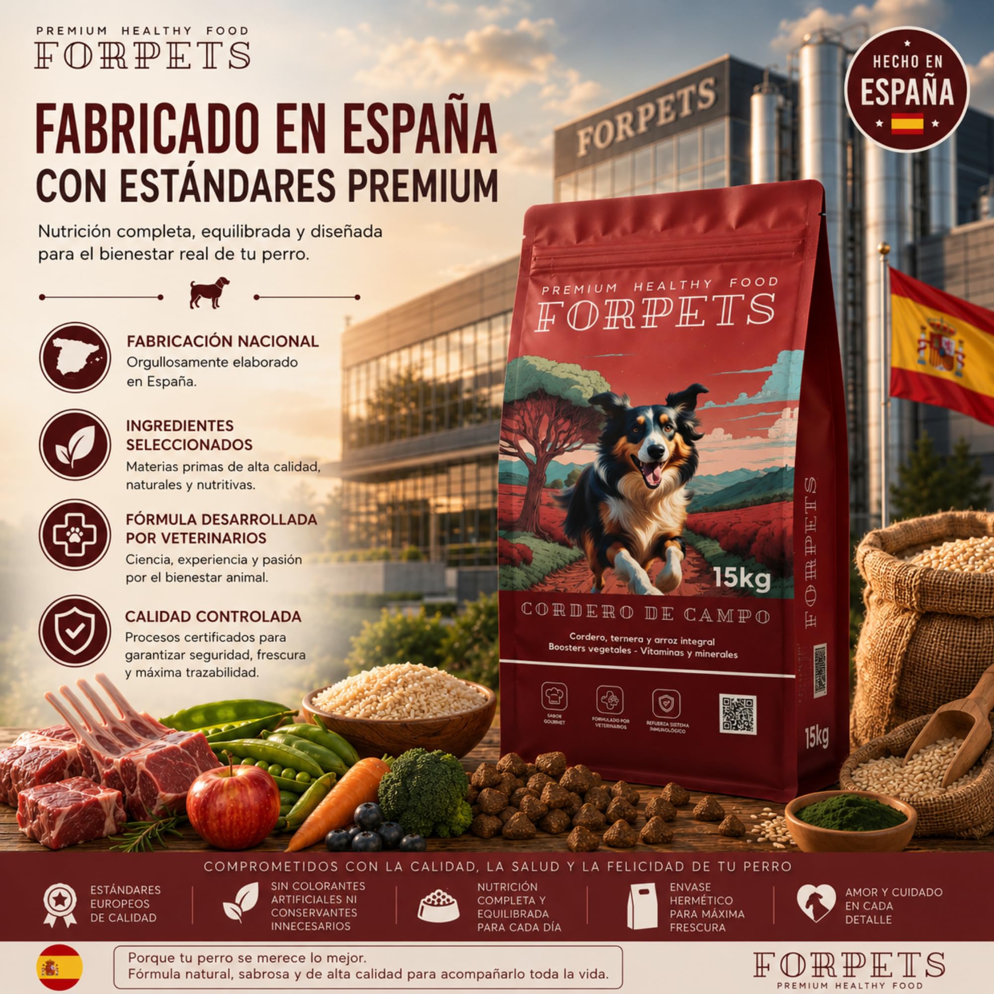 Pienso de Cordero para Perros Hipoalergénico 15 kg | Digestión Sensible, Piel Atópica y Alergias | Sin Gluten Fácil de Digerir | Adultos Razas Medianas y Grandes | FORPETS Cordero y Ternera