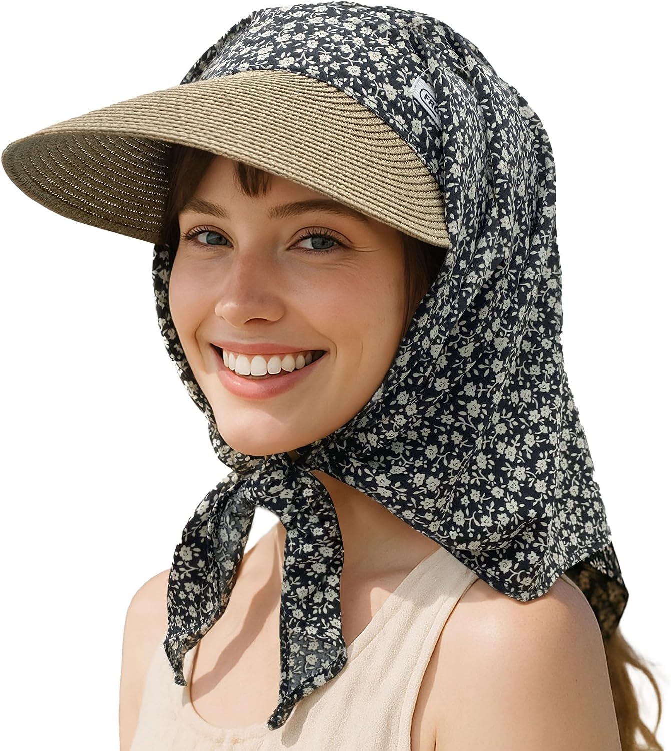Croogo Straw Visor Hat Summer Flap Visor Hat for Women Sun Protection Cap with Wide Brim Travel Fishing Beach Hat