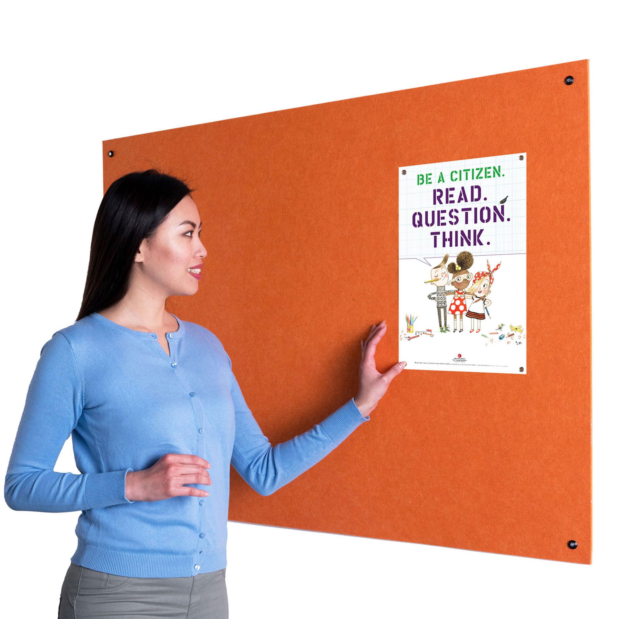 Wonderwall Frameless Fire-Retardant Noticeboard, 120 x 90 cm, Orange Pinboard, Wall-Mounted - 8 Colours to Choose from, Ideal for Office, School, Housing Associations, Busy & Sensitive Locations โ image 1