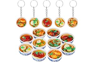 Hicarer Soot Sprite Keychains, 10Pcs PVC Simulation Cute Flower Bowl Noodle Kitchen...
