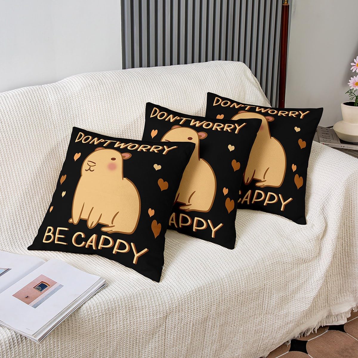 2 Federe Cuscino 45x45 Con Simpatici Capibara – Morbide In Poliestere – Per Divano, Camera Letto, Auto – Cuscino Decorativo