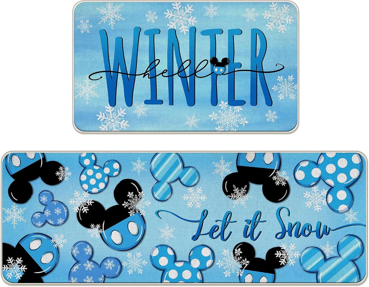 Hello Winter Blue Rugs Set