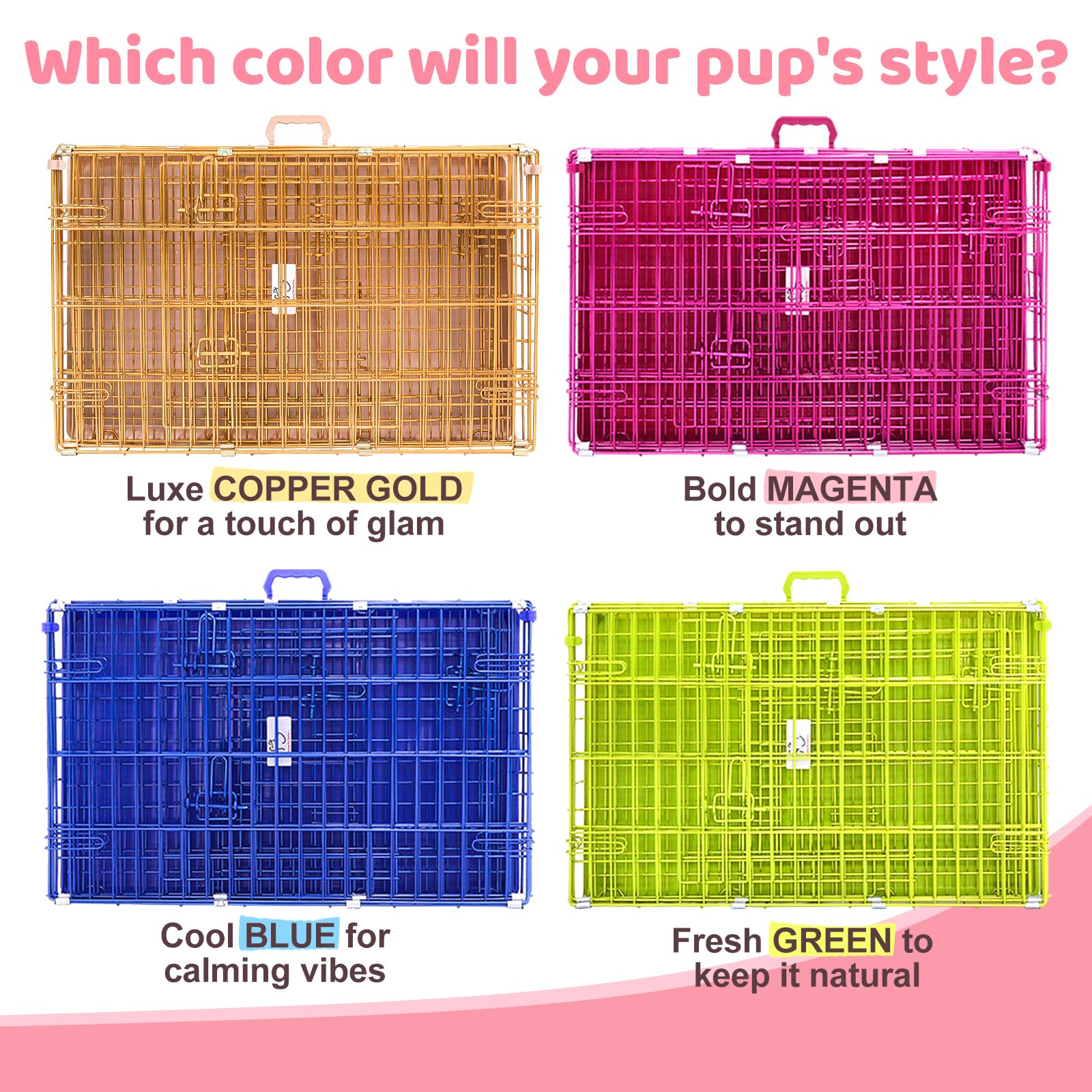 HOMEY PET 76,2 cm rosa Hundekäfig, niedlicher Hundekäfig, mittelgroße Hunde, zusammenklappbar, kleine Hundehütte, für den Innenbereich, Nanobeschichteter Metalldraht, Hundebox mit herausnehmbarer