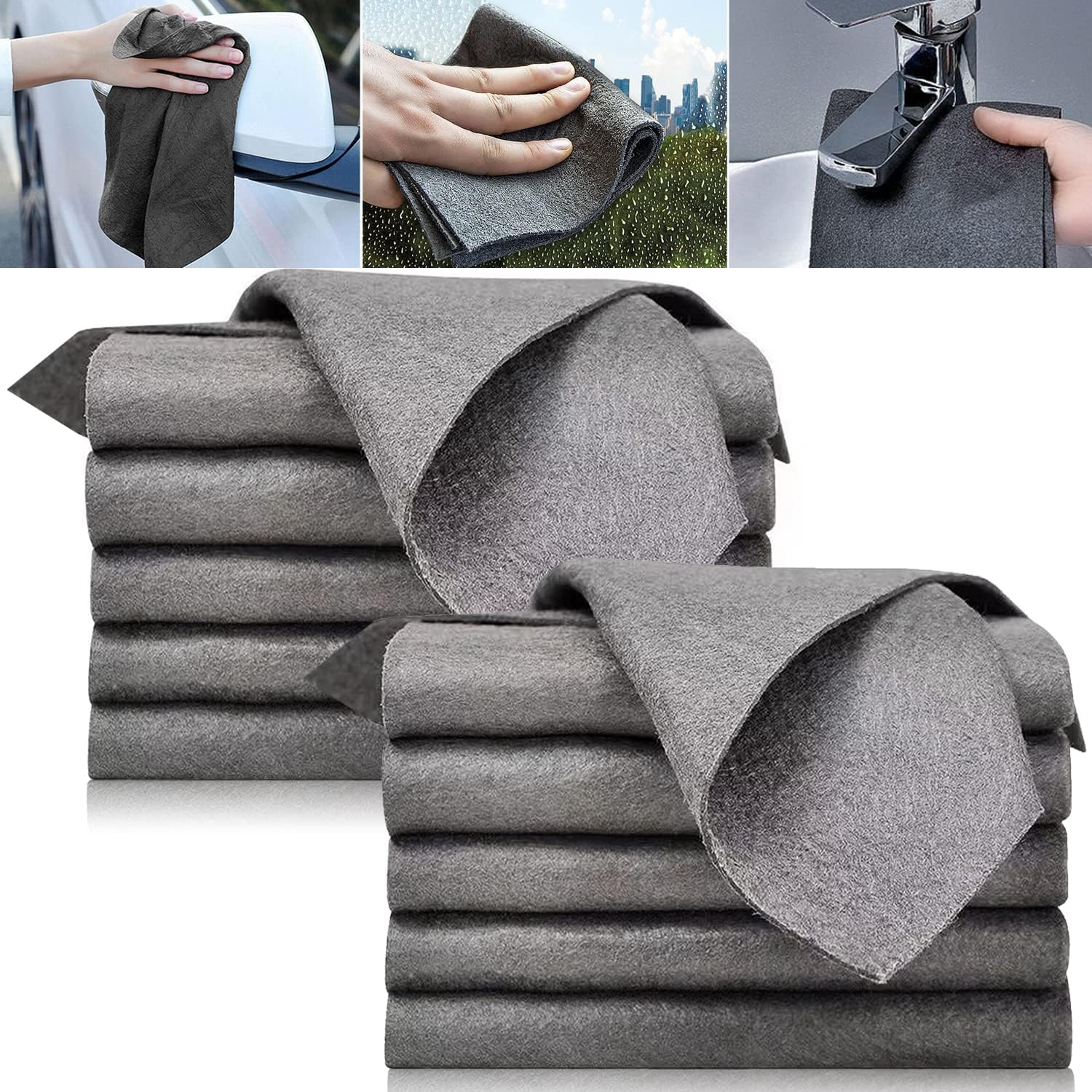 Ousinby Magic Cleaning Cloth,10PCS Thickened Microfiber Cloths Streak