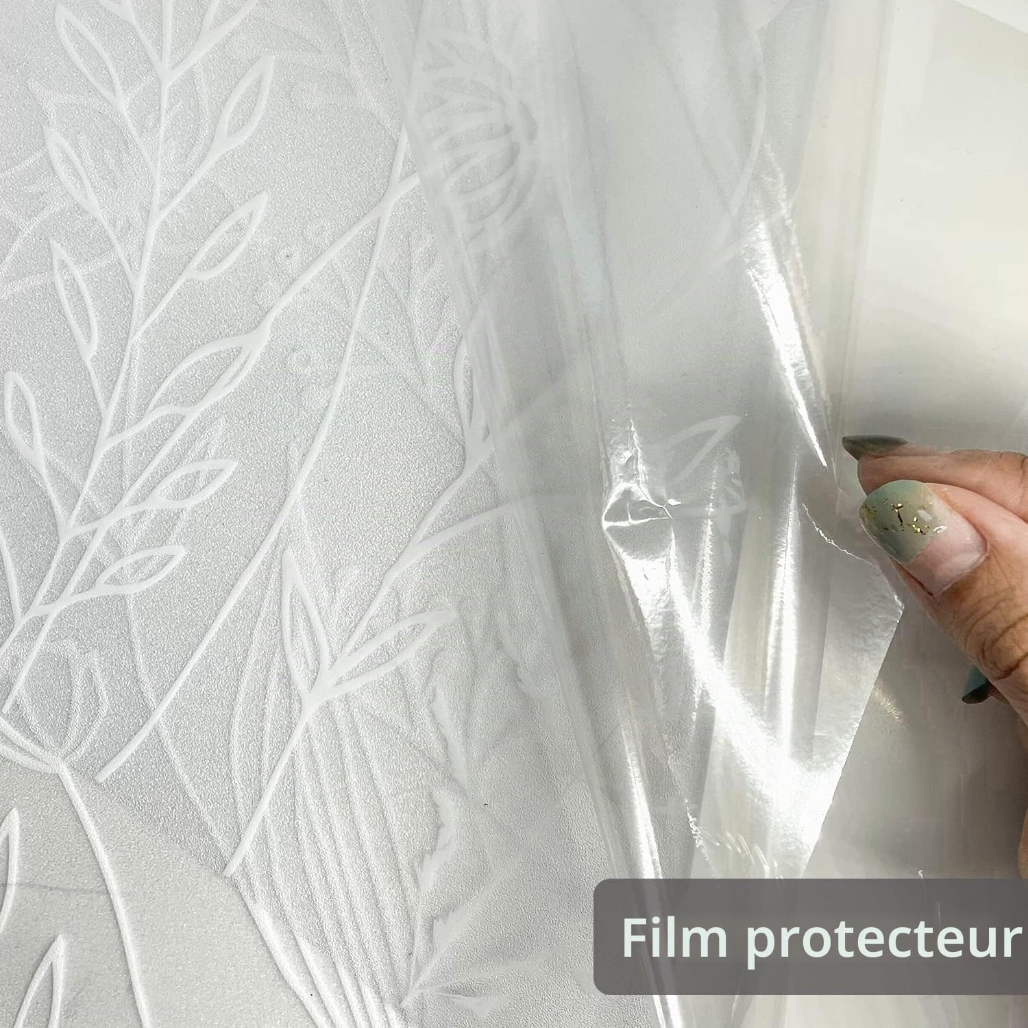 Fleur Film Occultant Fenêtre Electrostatique Vitre Bon Intimité, Translucide Film pour Anti UV Dépoli pour, Maison fenêtre Salle de Bain Décoration en Verre, Feuille 150x58CM