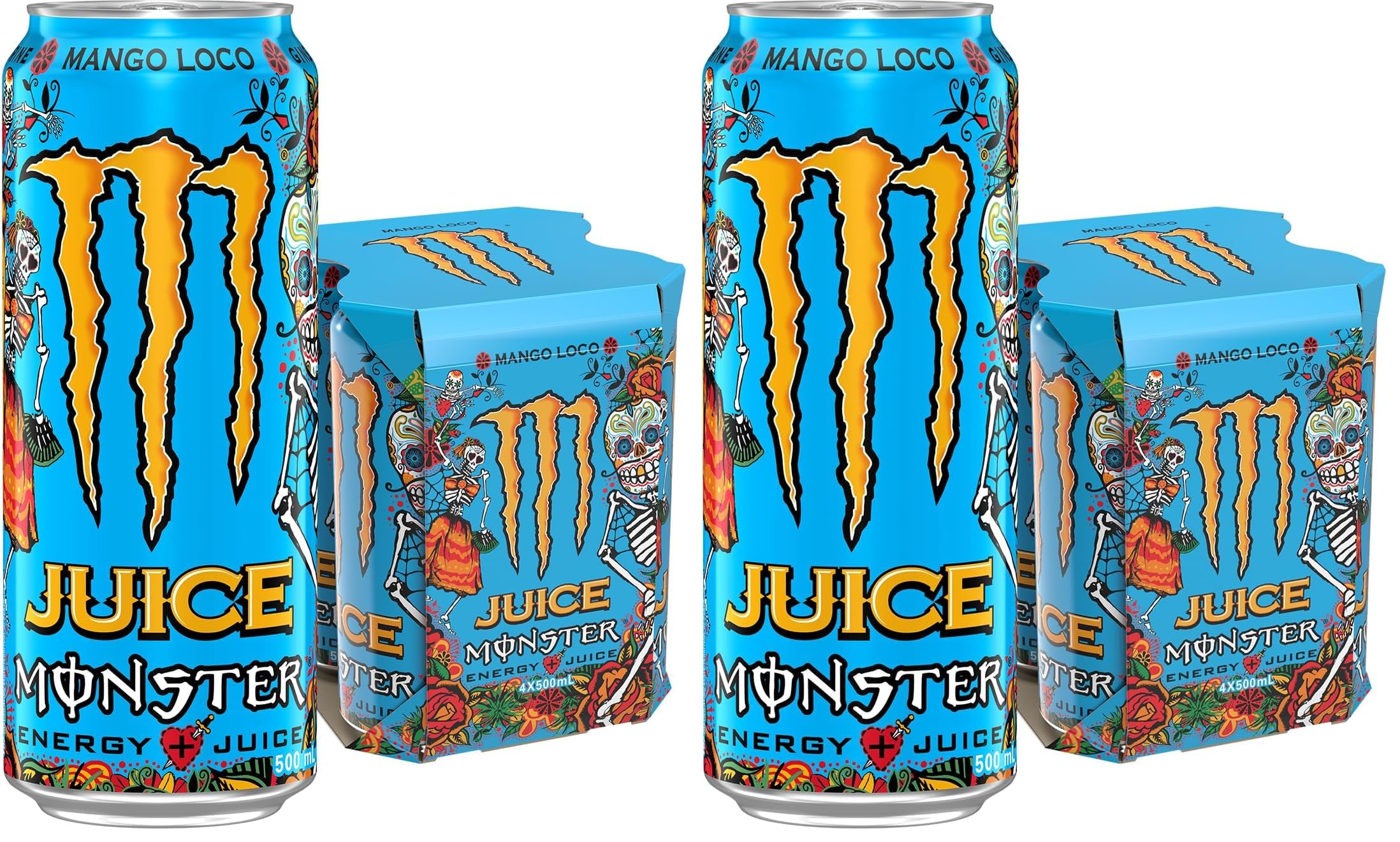 Monster Energy Drink Mango Loco 4 x 500ml (Pack of 2)