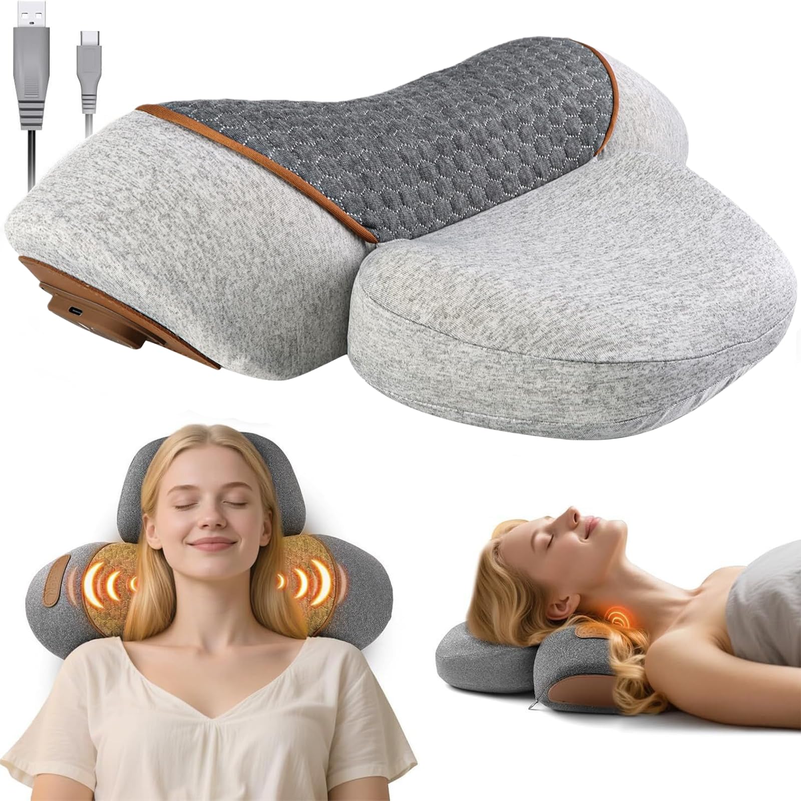 Photo 1 of nimbleleap Pillow Massage Neck Hump 3-in-1 Massager Pillow with Heat, Deep Tissue Relief Neck Traction