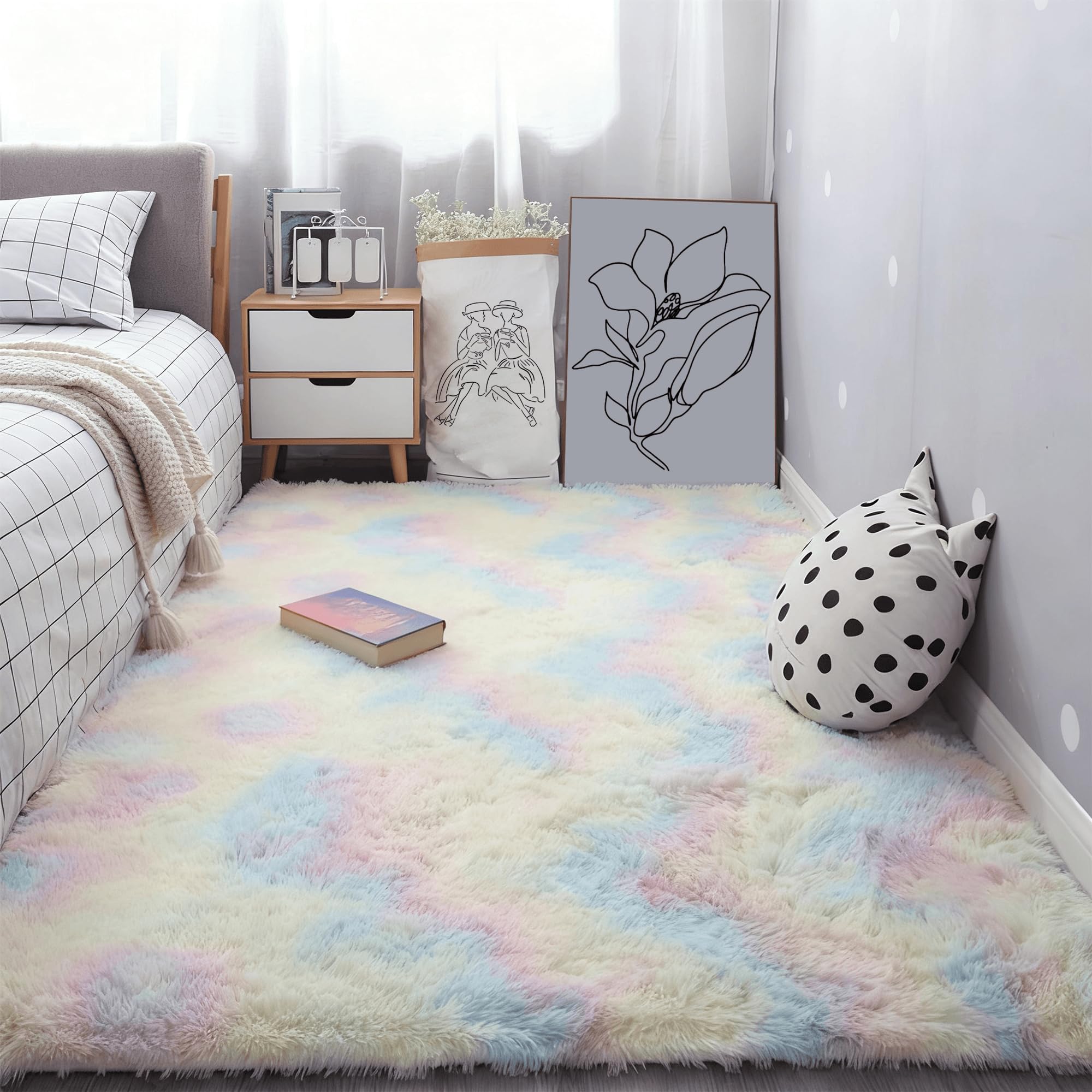 Tapis de salon antidérapant 280x360 cm lavable et doux