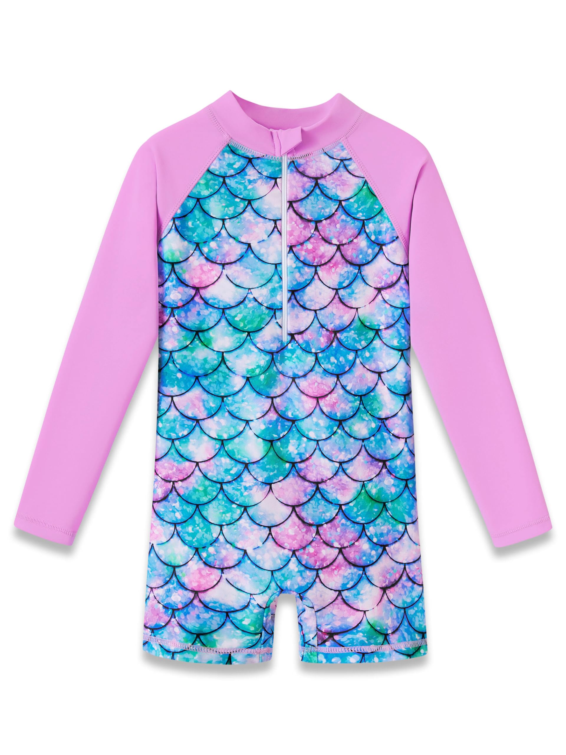 Dvenki Toddler Girls Long Sleeve Rashguard Swimsuit Zipper Sizes 2T-10