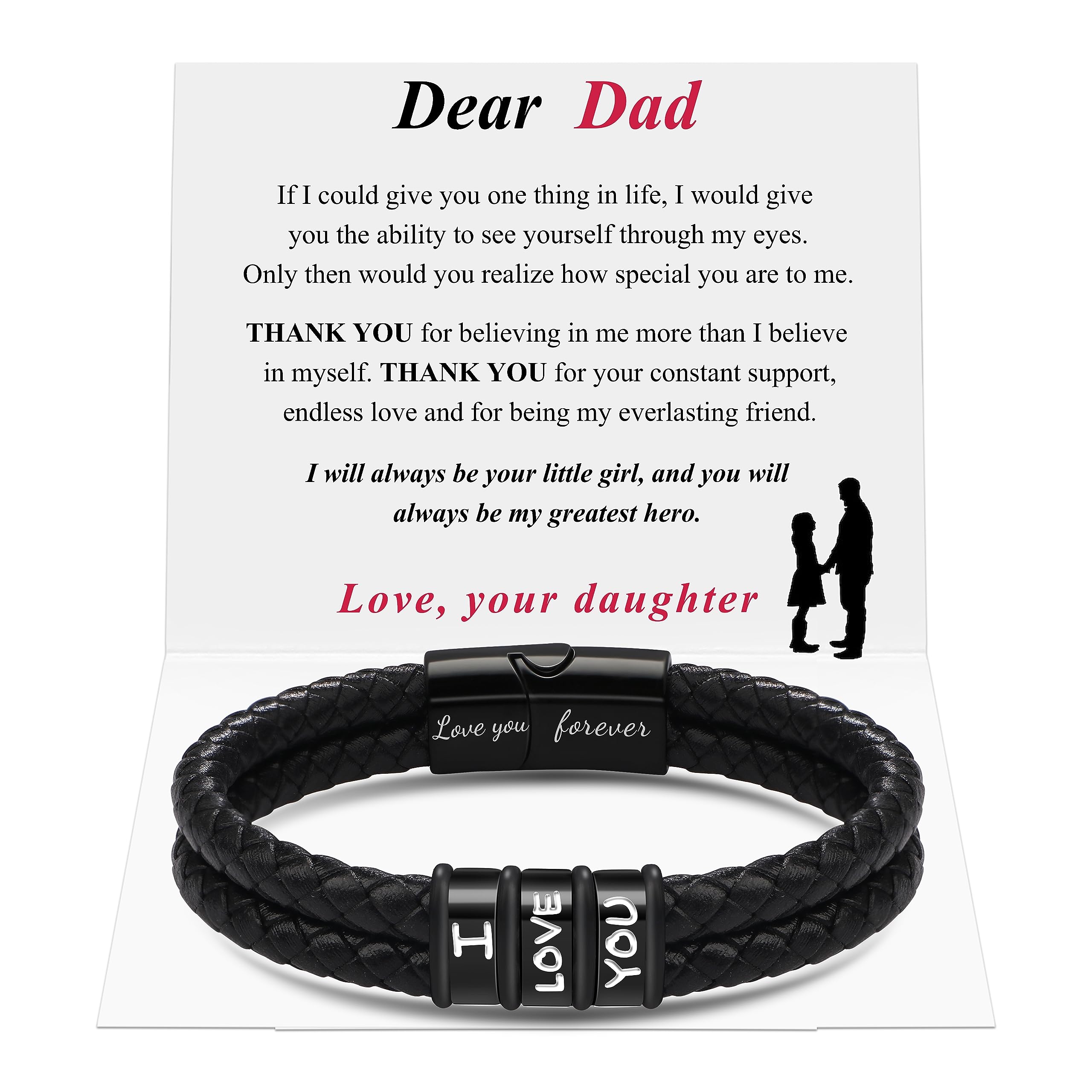 Buy SheCare 𝐆𝐢𝐟𝐭𝐬 for Men 𝐋𝐞𝐚𝐭𝐡𝐞𝐫 𝐁𝐫𝐚𝐜𝐞𝐥𝐞𝐭𝐬 I Love You Bracelet Black