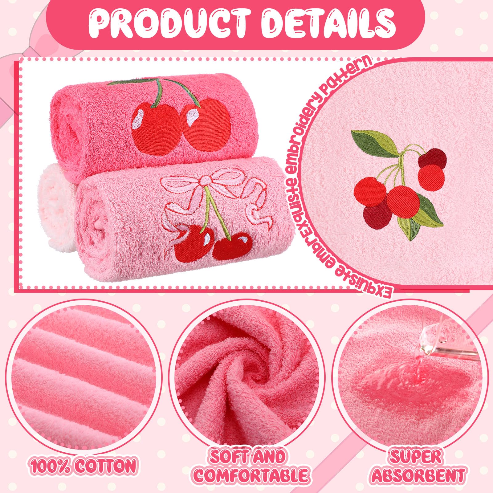 Amazon.com: Tingjoo 3 Pcs Cherry Hand Towels 14x29 Inch Spring