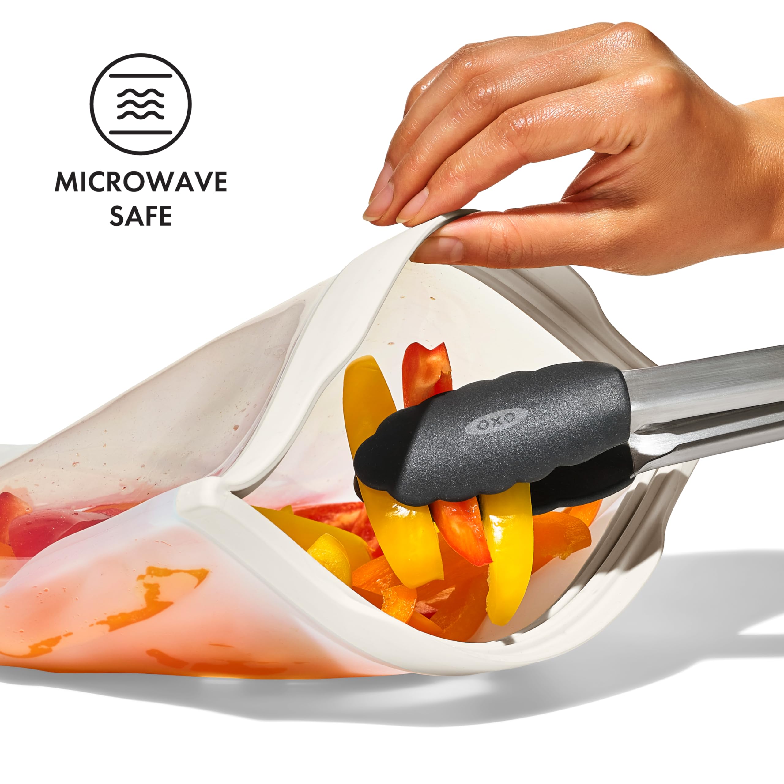 OXO Good Grips Wiederverwendbare Silikonbeutel - 4-teiliges Lunch-Set - Hafer/Lagune