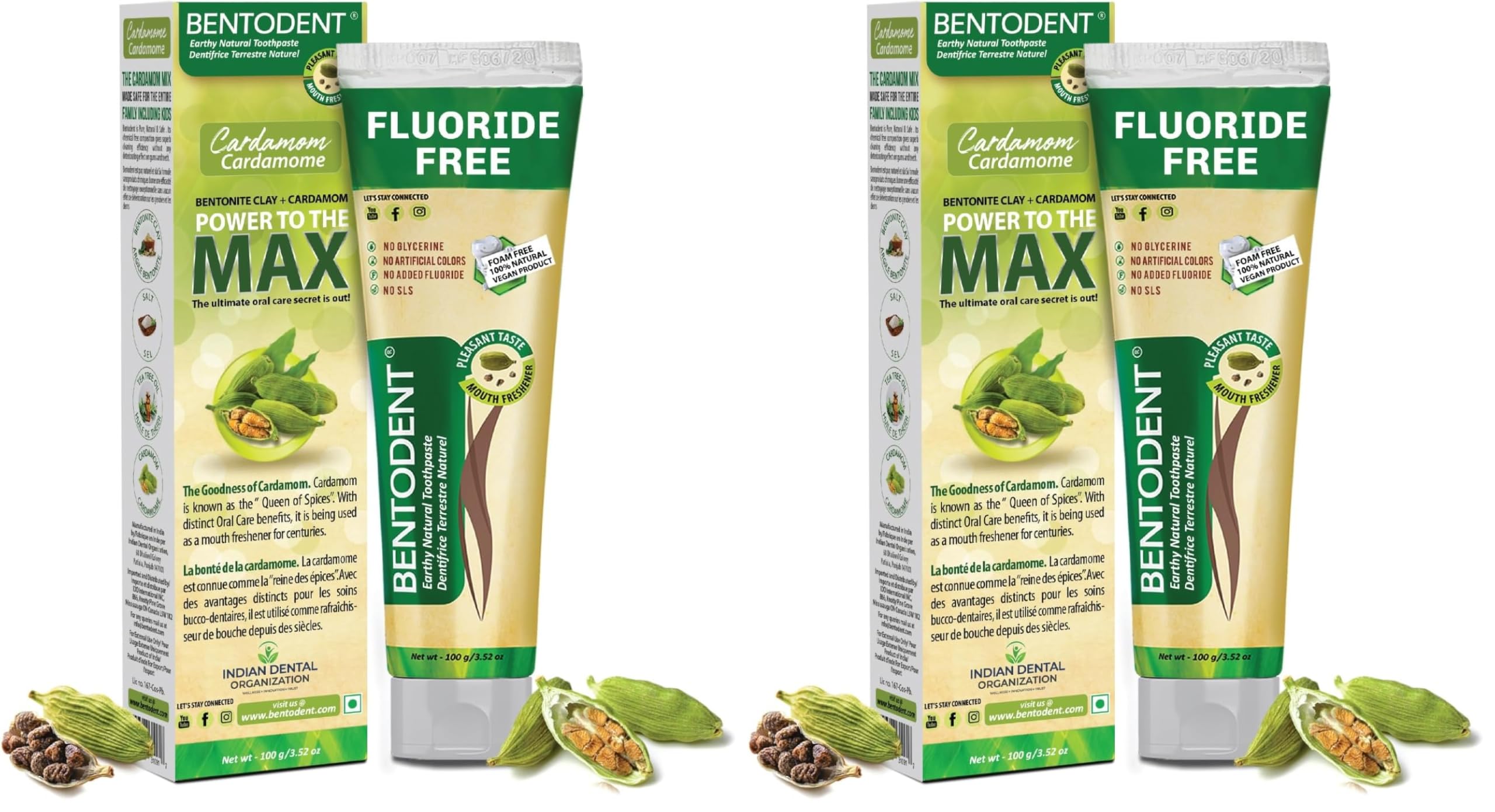 BENTODENT TOOTHPASTE Flouride-free Natural Cardamom Enamel Protection Toothpaste, 100 gm (Pack of 2)-picture-10
