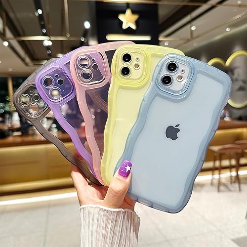 Miniatura 7 de Funda compatible con iPhone 11 de 6.1 pulgadas 2019, linda funda protectora Kawaii con forma de marco de onda rizada de silicona suave a prueba de