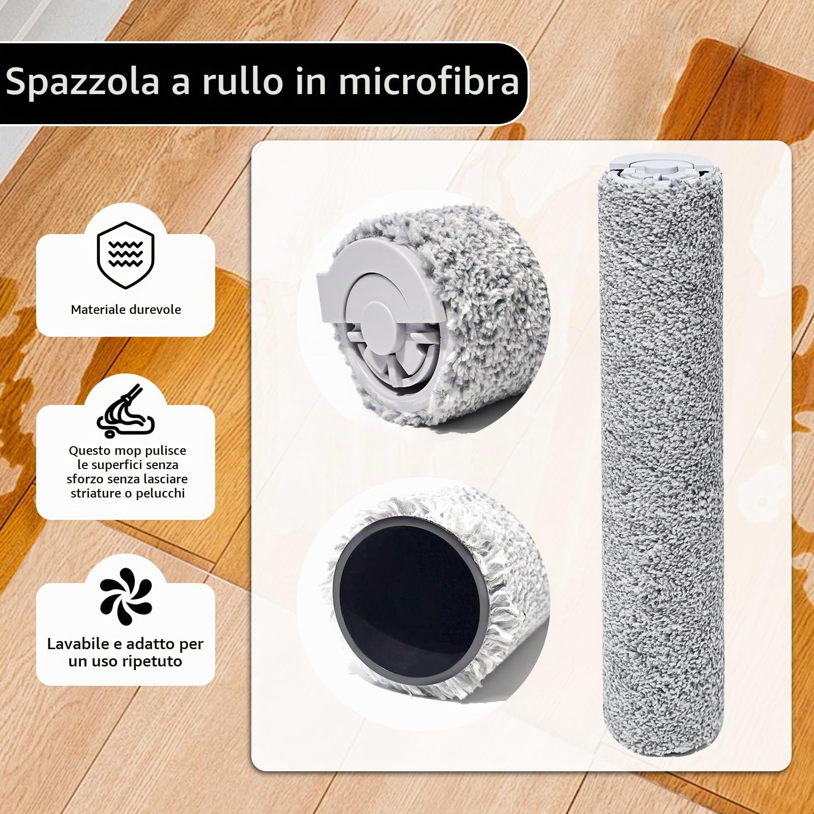 Parti di ricambio per Roborock Qrevo Curv 2 Flow aspirapolvere Accessori,1 spazzola principale,2 rotoli di panni, 4 Filtro ricambio,4 sacchetti per la polvere,4 spazzole laterali,1 spazzola di pulizia