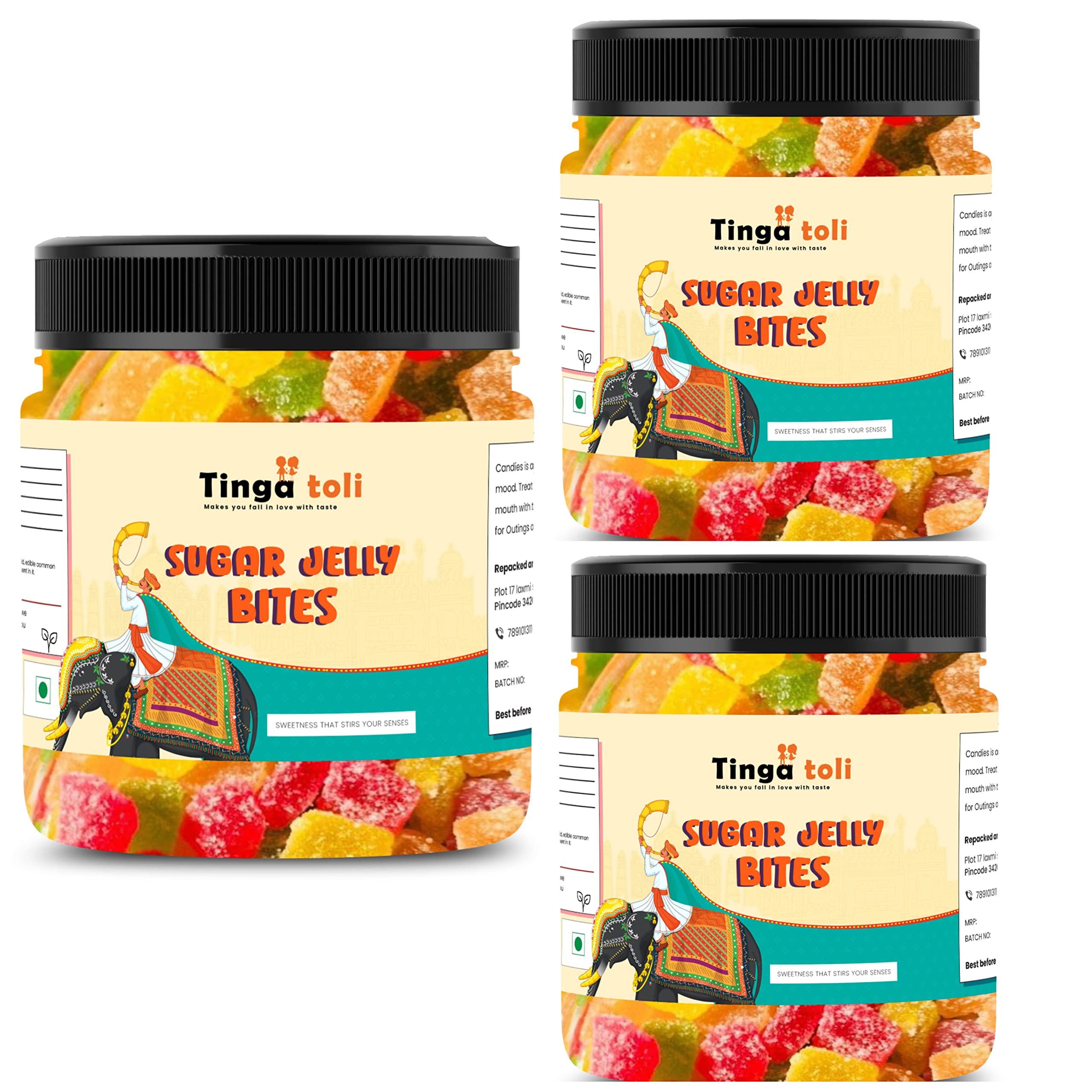 TINGA TOLI Sugar Jelly Bites Fruit Jelly Candy Jelly Toffee Pack of 3 of 400 Grams Total 1200 Grams Jelly Beans Multi Colour Sugar Coated Jelly Ball Fruit Flavour [Jar Pack] (B0BSHBMY6Y) Amazon Price History, Amazon Price Tracker