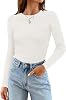 ZESICA Womens Long Sleeve Crewneck Tops 2024 Spring Fall Clothes Ribbed Knit Sweater Slim Fitted Casual Basic Tee Shirts