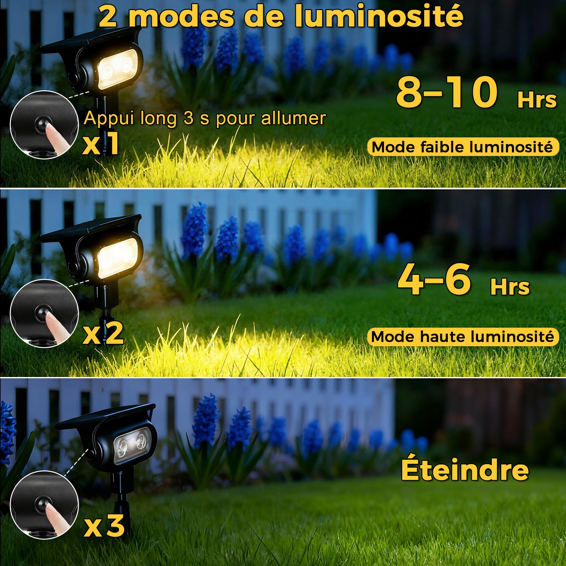 Spot Solaire LED Jardin, 200 lm, 3000K Blanc Chaud, 6 Pièces