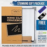 Vista 7 de HBCY Creations Pizarra de tiza de pared con marco de madera maciza blanqueada de 11" x 17", superficie magnética, decoración para el hogar, menús