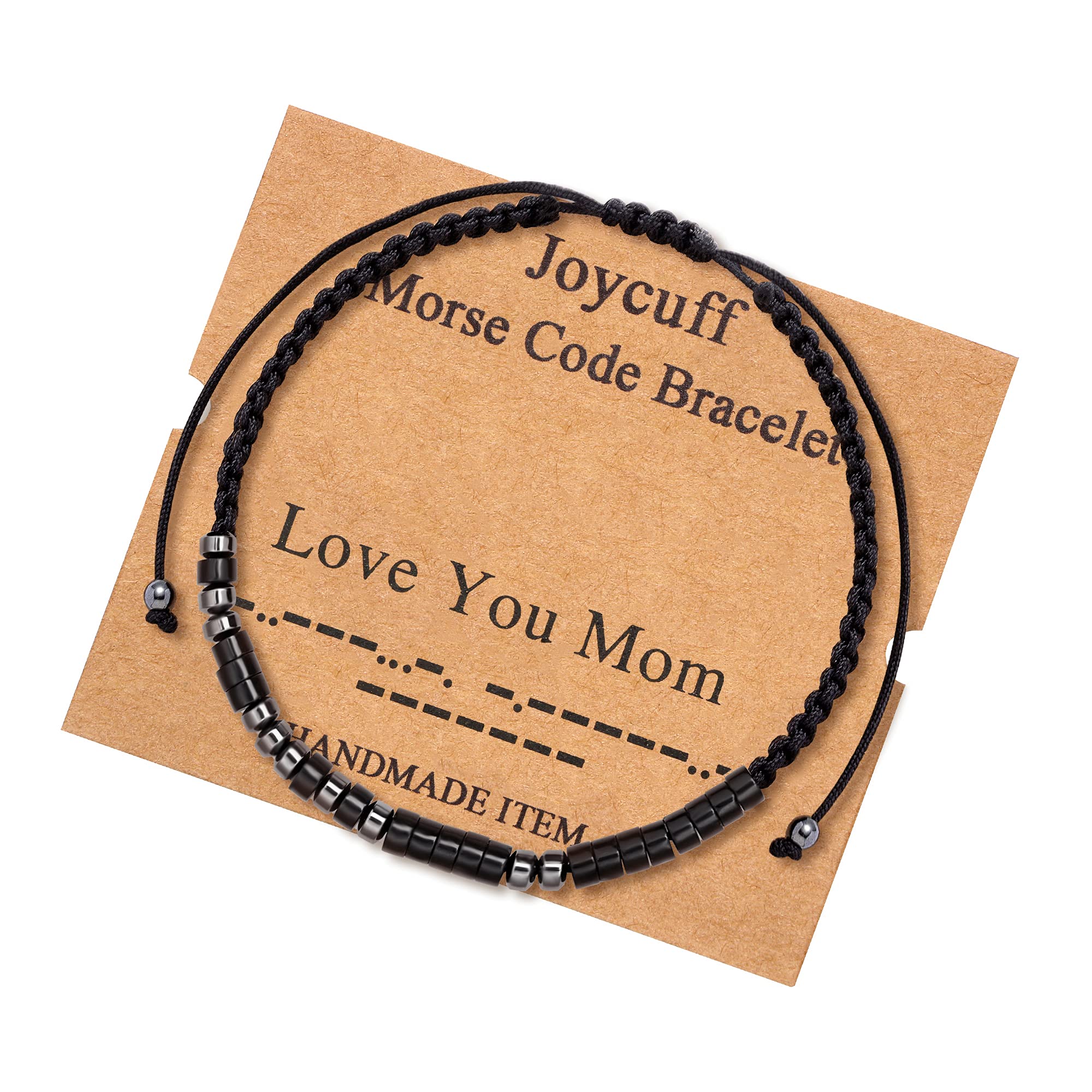 JoycuFF Mom Gifts for Mother Love You Mom Morse Code Bracelets for Women Inspirational Thanksgiving Day Funny Handmade Encouragement Motivational Secret Message Jewelry