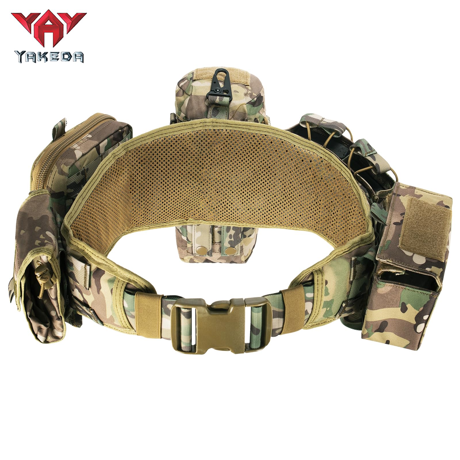 YAKEDA Tactical Battle Belt-Airsoft Belt Duty Belts Law Enforcement Utility Belt Police Belt Set 5 PCS (CP)
