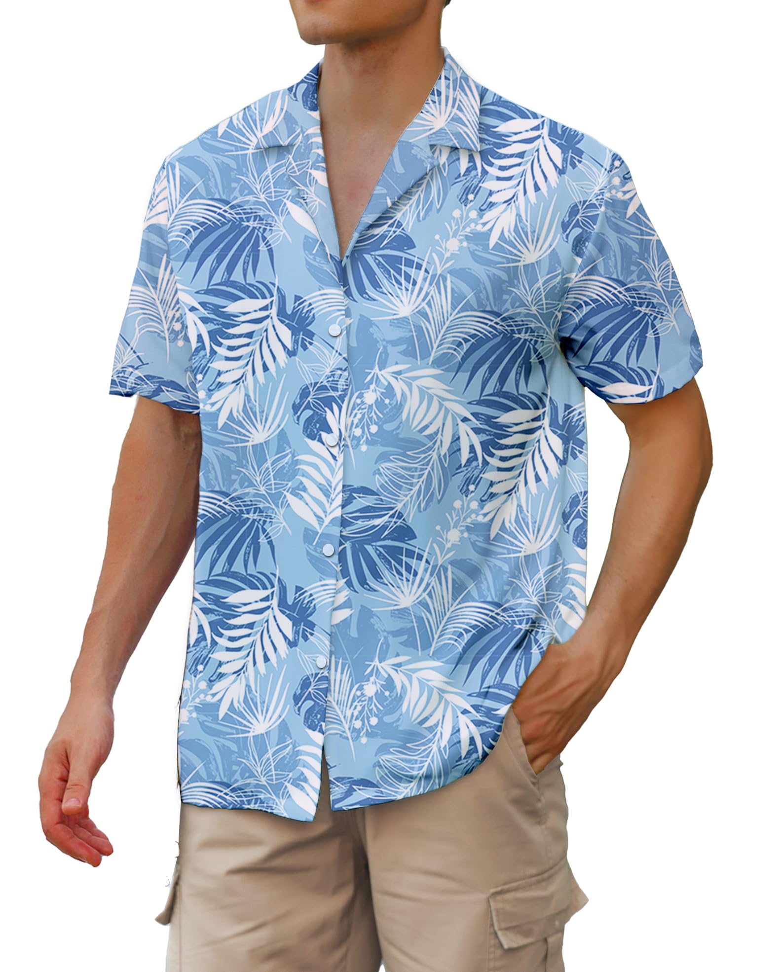 Cromoncent Hawaiian Shirt for Boy&amp;Men Short Sleeve Cuban Collar Tropical Holiday Summer Beach Shirts