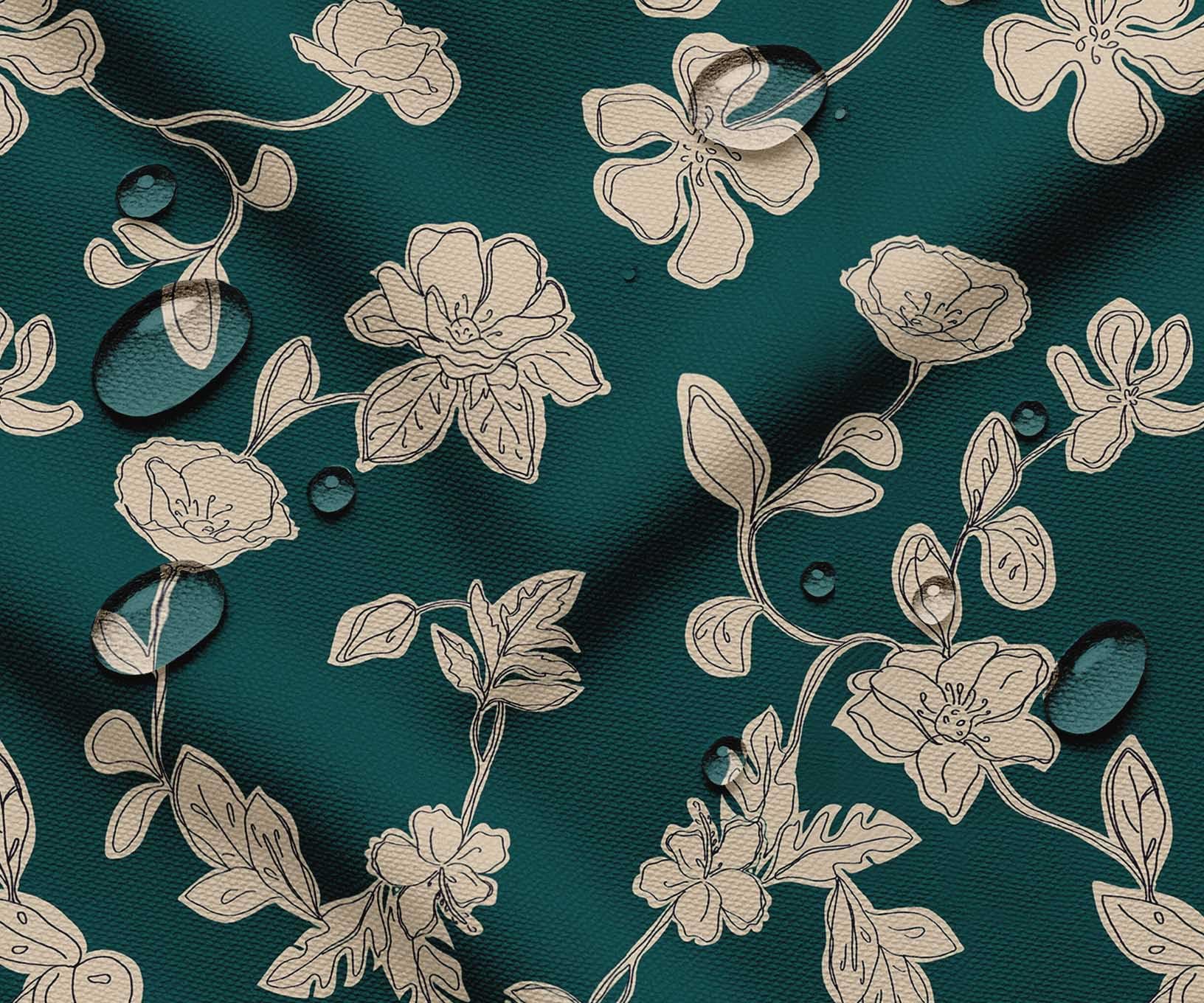 Soimoi Tela impermeable con estampado floral | Material para exteriores por 5 metros | Resistente al desgarro y a los rayos UV | Ideal para bolsos, ropa impermeable, fundas, cortinas y toldos - Verde