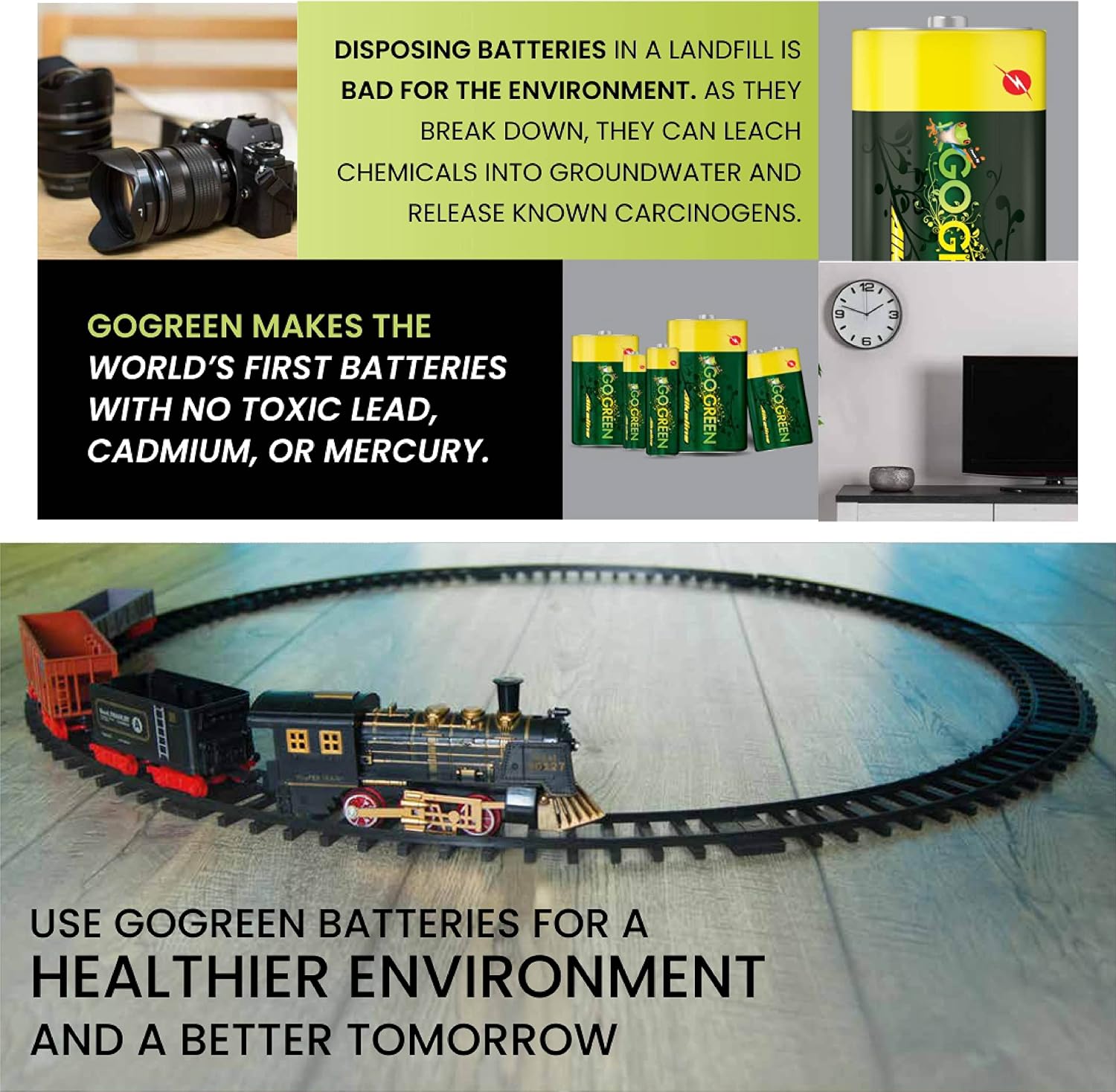 GoGreen Power (G-24014) Eco-Friendly Alkaline D Batteries - Heavy Metal Free (No Lead, Cadmium, Mercury) - 12 Pack for High-Drain Devices